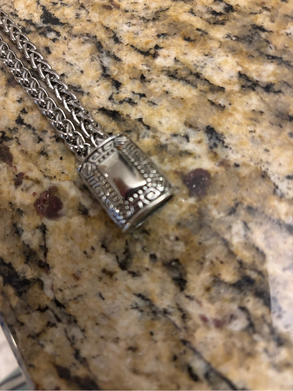 Silver chunky Barrel Pendant bracelet- Silver